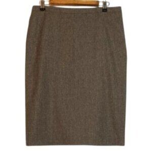 Michael Kors Brown Virgin Wool Knee Length Skirt Size 12 Made In Italy